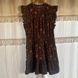 Flutter elastic waist high neck dress